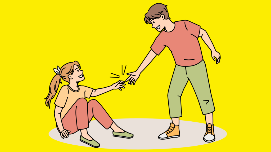 「他者に手を差し伸べる人物のイラスト」